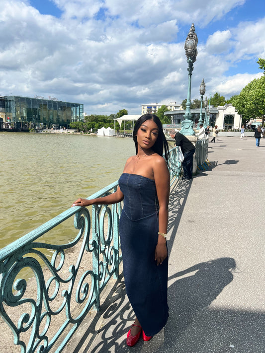 Robe en jean bustier
